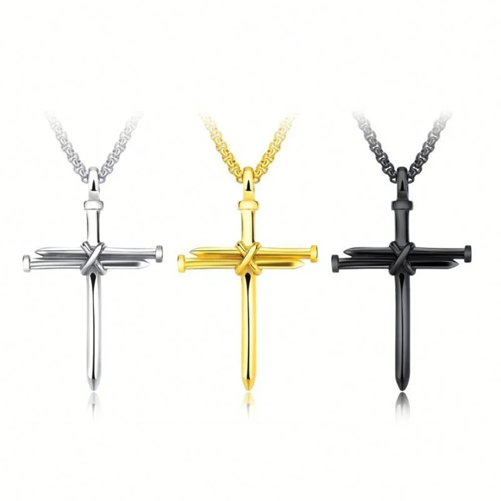❤️Stainless Steel CrossCharm Pendant Necklace , N90201P104